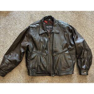 Wilsons Leather Jacket Mens XL Thinsulate DARK BROWN, Front Zip, "bomber-like"